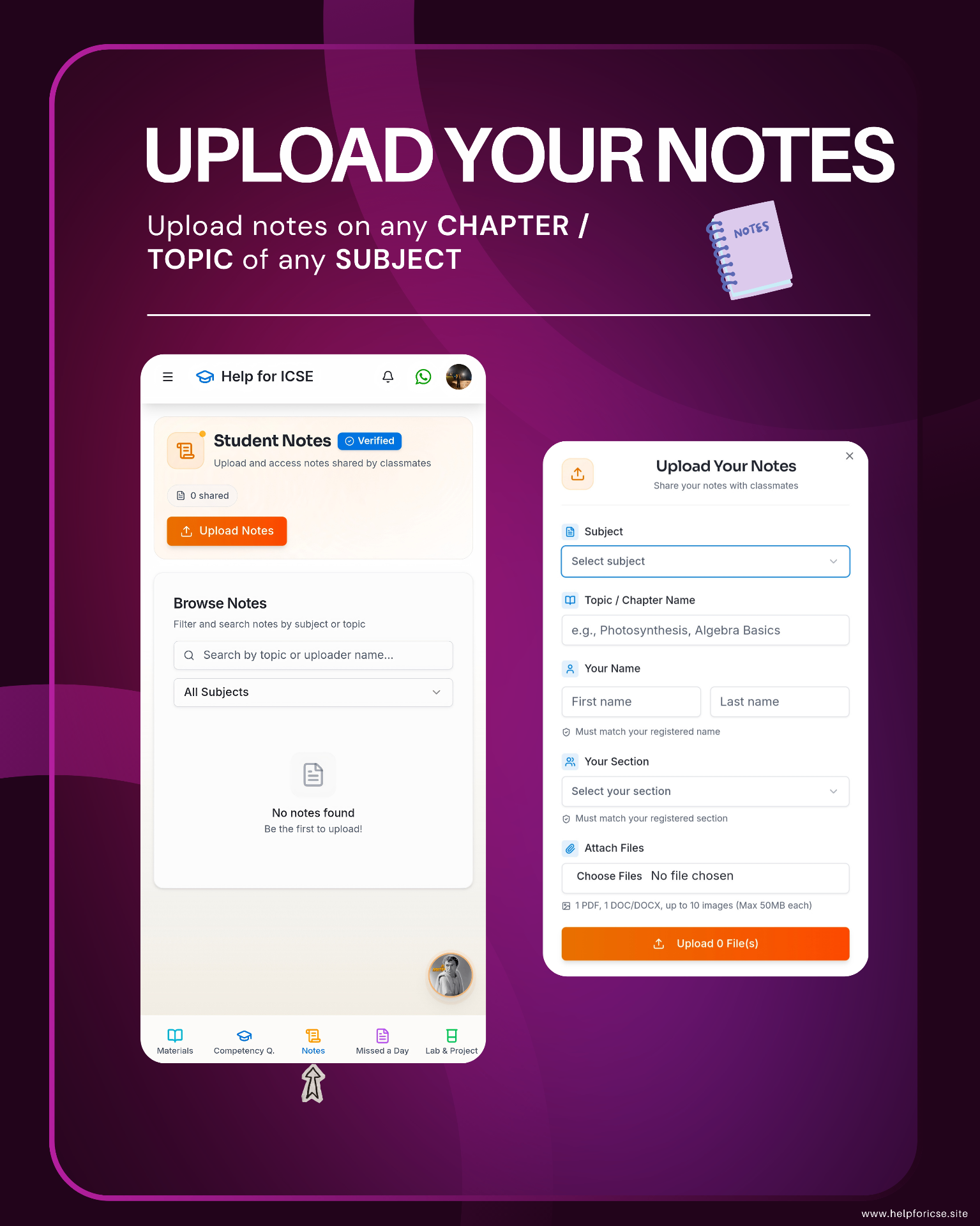 Upload Notes screenshot